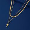 Cazador Jesus Religious Jewelry Double Cross Choker Necklaces Stainless Steel Gold Color Chain Necklaces for Women Girls 2026