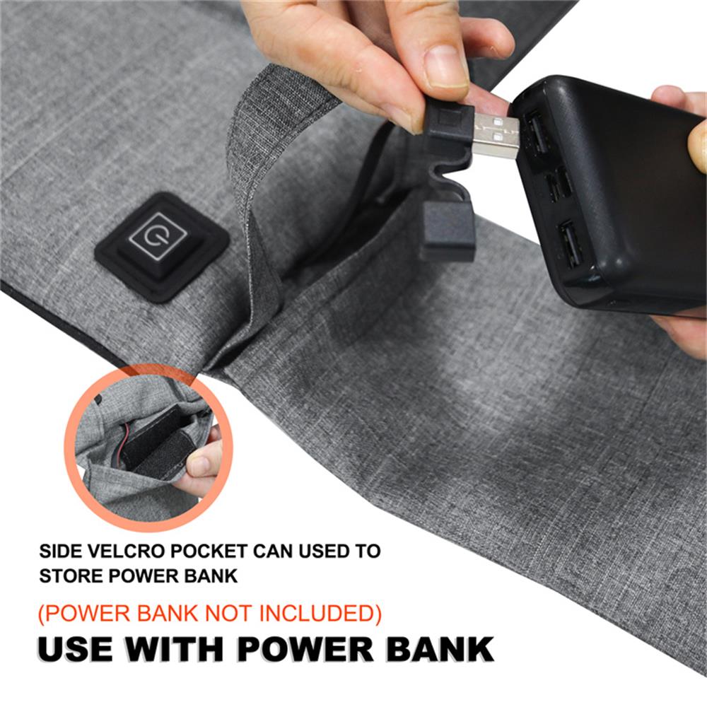 Outdoor USB Rechargeable Heated Seat Cushion Portable Folding Chair Seat Mat 3 Heating Levels