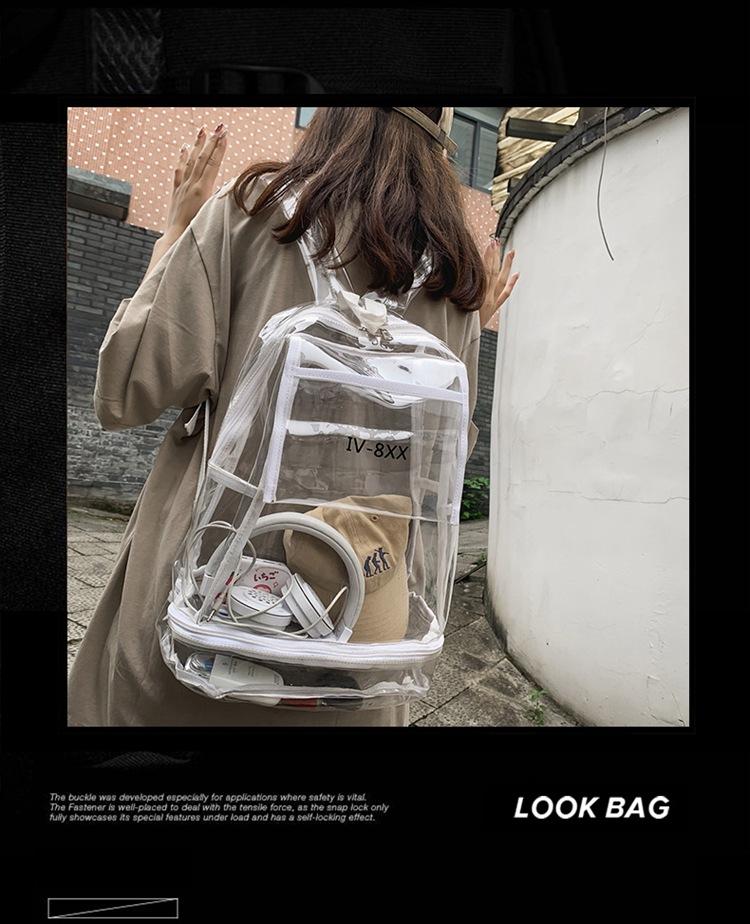 Schoolbag transparent backpack men's backpack large capacity fashion trend jelly bag personalized student schoolbag women's 1011 new models
