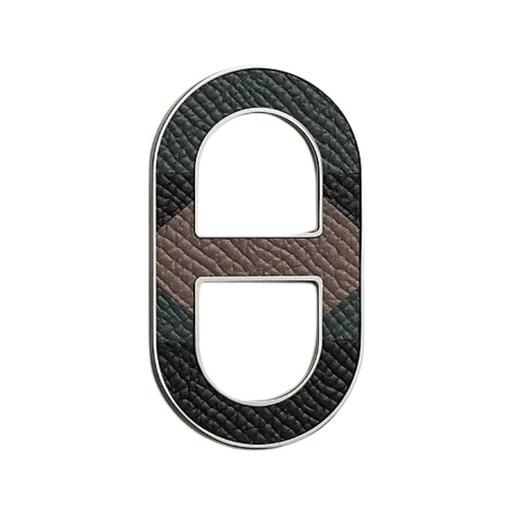 Hermes Brand Logo Calfskin Brooch Men accessories Black H500489FKAB Black