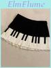 White Women Black Spliced Spring Short Skirt 2025 Y2k Slim Design Harajuku Mini Skirt Female Empire Korea Style Chic Piano Skirt