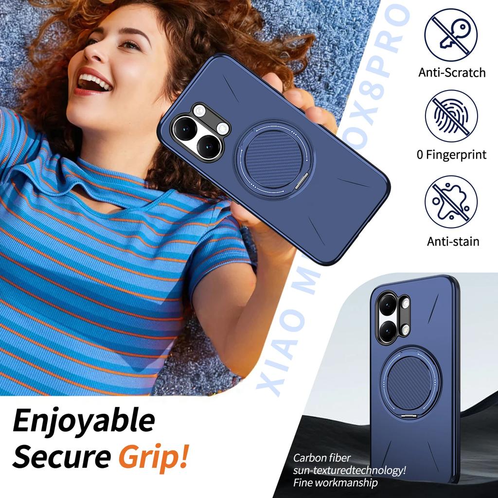 360° Rotate Ring Holder for Magsafe Magnetic Bracket Phone Case for Xiaomi Poco X7 X8 Pro Max M8 Pro Armor Shockproof Cover