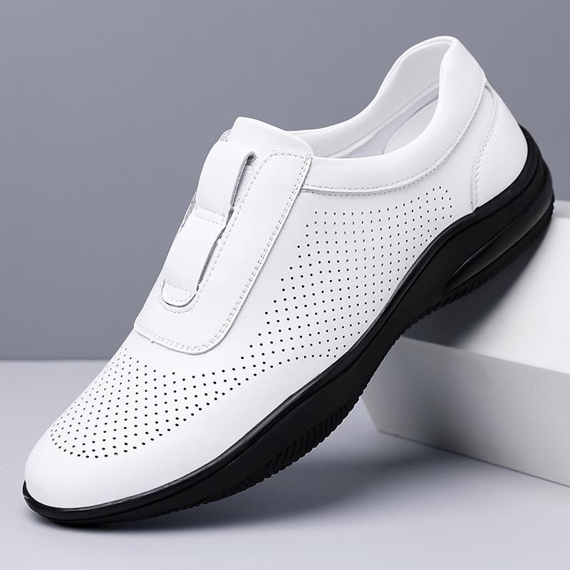 2026 Spring Autumn New Casual Leather Shoes for Men Solid Color Summer Hallow Designer Shoes Male Fashion Sports Sneakers Man