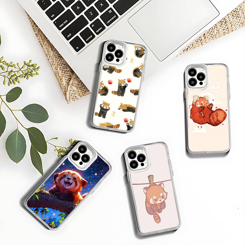 Cute Cartoon Red Panda Phone Case For iPhone 17,16,15,14,13,12,11 Pro,Max,Plus,X,XS,XR,SE4,E Mini Transparent Soft Cover