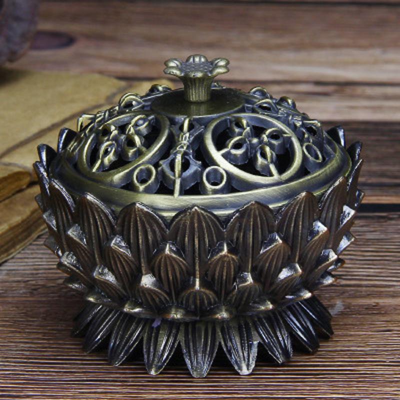 Arzător de tămâie Lotus din aliaj, Suport bronz pentru bețișoare de tămâie, Artizanat metalic, Cădelniță lucrată manual, Decor pentru birou, casă