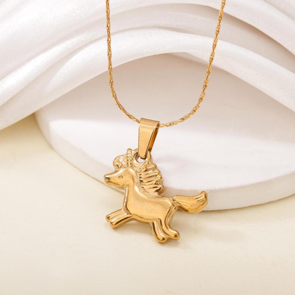 Stainless Steel Colorfast Animal Pendant Necklace - Fox, Deer, Lion, Leopard Design for Women, Trendy and High-End Feel