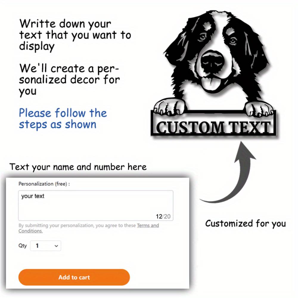 Einzigartige Berner Sennenhund Metall-Wandkunst, Personalisierbares Schild für Hundeliebhaber, Heimdekoration