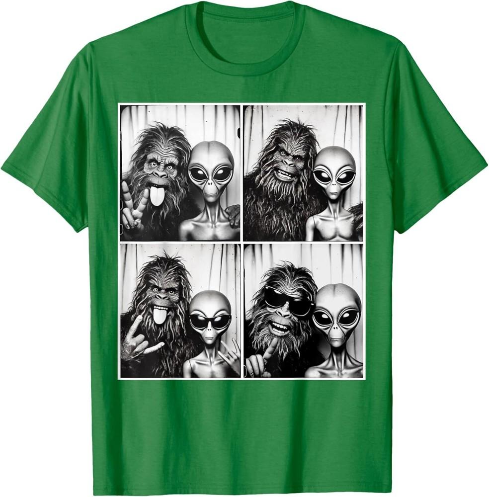 Photobooth Photo Sasquatch UFO Bigfoot And Alien Unisex TShirt Unisex T-Shirt XL