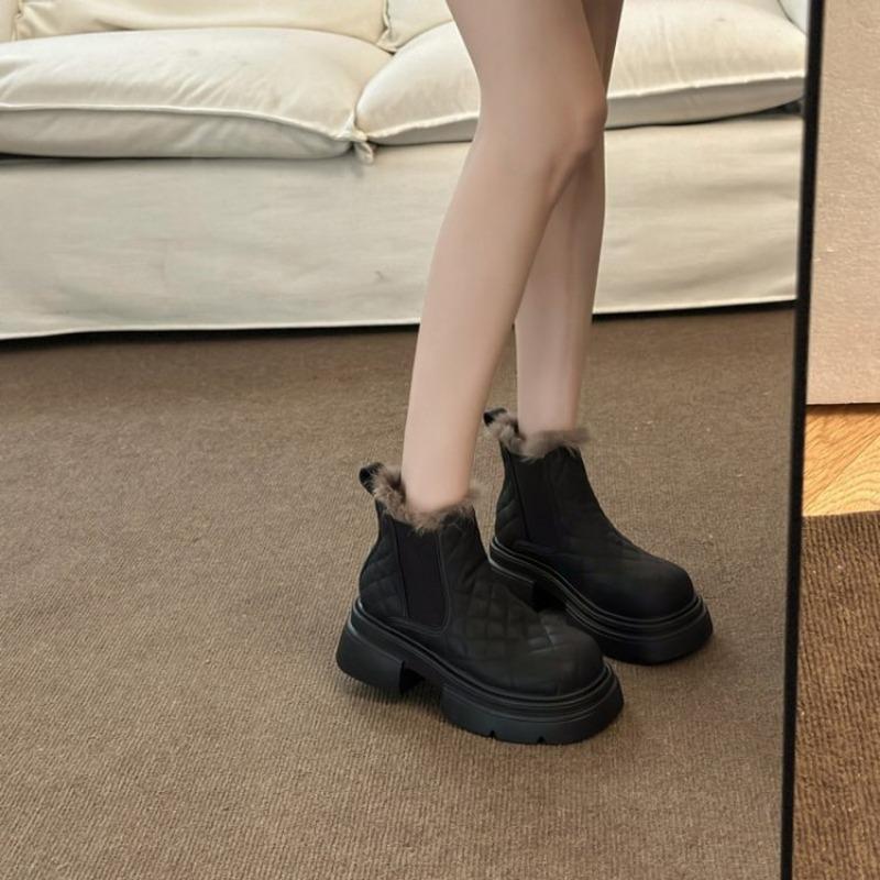 New Thick-soled Height-increasing Snow Boots, Fleece and Thickened Warm Cotton Shoes, Casual Short Boots