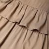 ZANZEA Women Casual Round Neck Summer Short Sleeve Ruffles Dress
