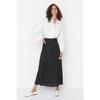 Black Polka Dot Patterned Bell Woven Skirt Tctss22ee0006