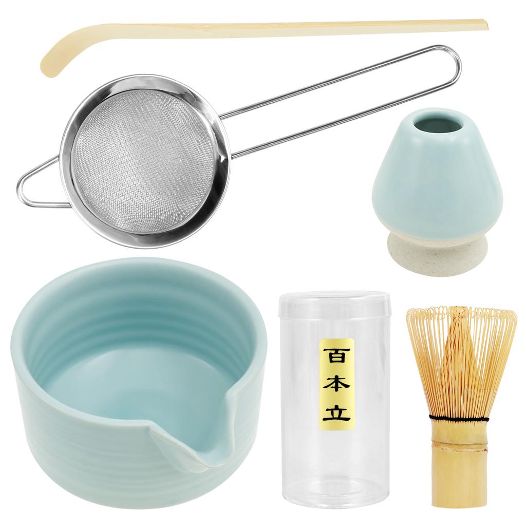 5/7/9Pcs Matcha Whisk Set Elegant Matcha Tea Set Ceramic Bowl Teaspoon Whisk Holder Powder Box Spoon Holder Tea Cloth Tea Sieve