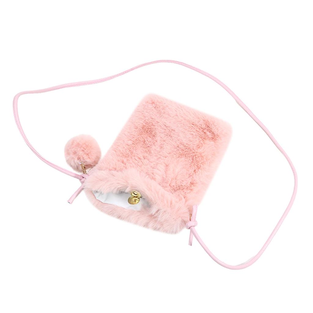 Women Plush Crossbody Bag Solid Color Mobile Phone Bags Versatile Mini Wallets Fashion Shoulder Bags Autumn Winter Coin Purse