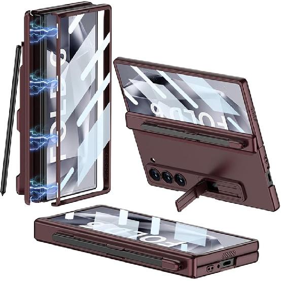 Чехол NINKI для Samsung Galaxy Z Fold 6 с отсеком для S Pen, магнитным защитным шарниром и подставкой, защитный чехол-подставка для Galaxy Z Fold 6 S Samsung Galaxy Z Fold 6 C вино красного