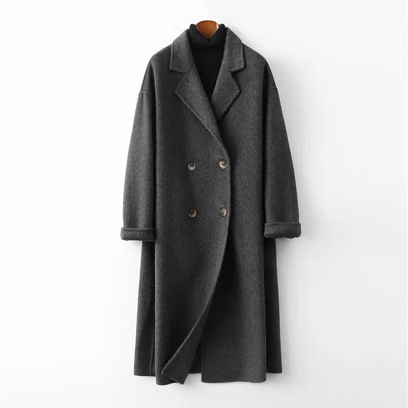 Women's Double-Faced Wool Double-Breasted Long Coat - Classic Suit