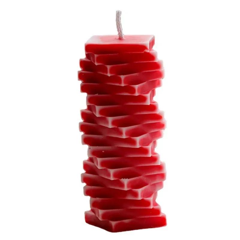 Soap Molds 3D Spiral Square Column Silicone Candle Mould DIY Creative Geometric Architecture Series Aromatherapy Candle Gypsum