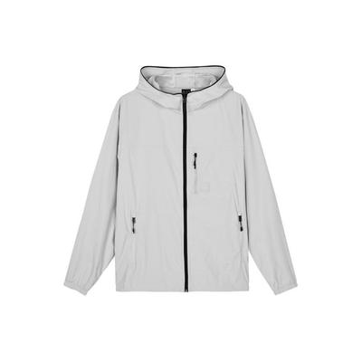 Solid Color Zip-Up Hooded Long Sleeve Breathable Quick-Dry UV Protection Sun Shirt Men Tops Light-Gray L224M030-00PD