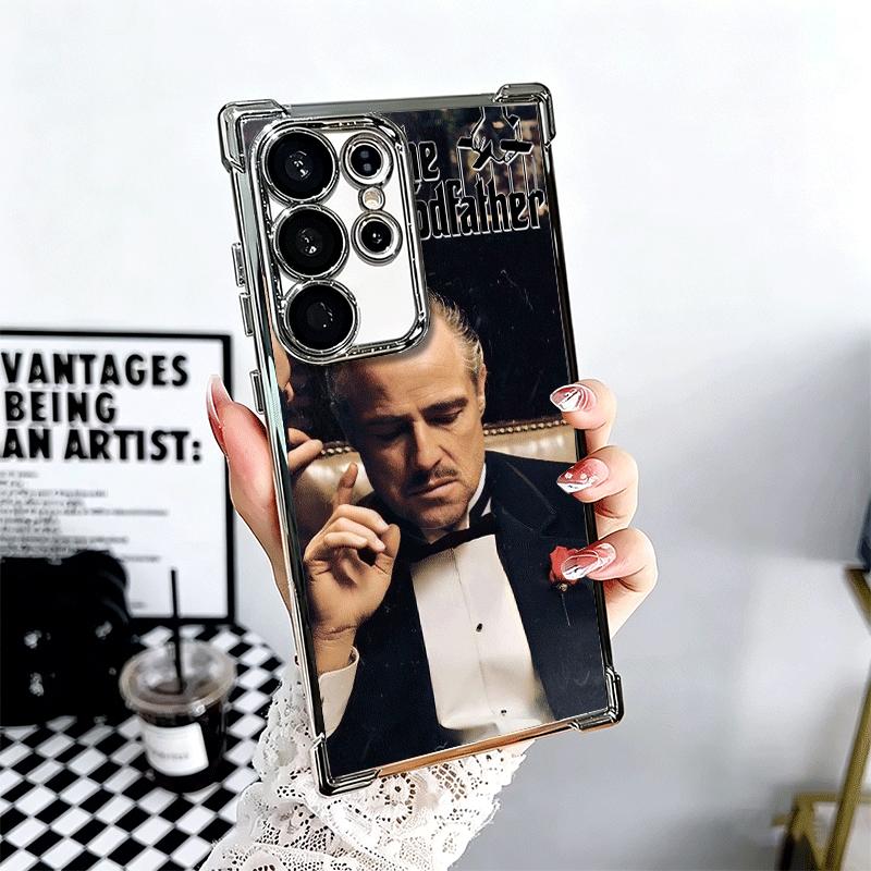 The Godfather TV Plating Phone Case For Samsung Galaxy S24 S25 FE S26 Edge S23 Ultra S22 S21 Plus S20 Anti-Fall Airabag Cover