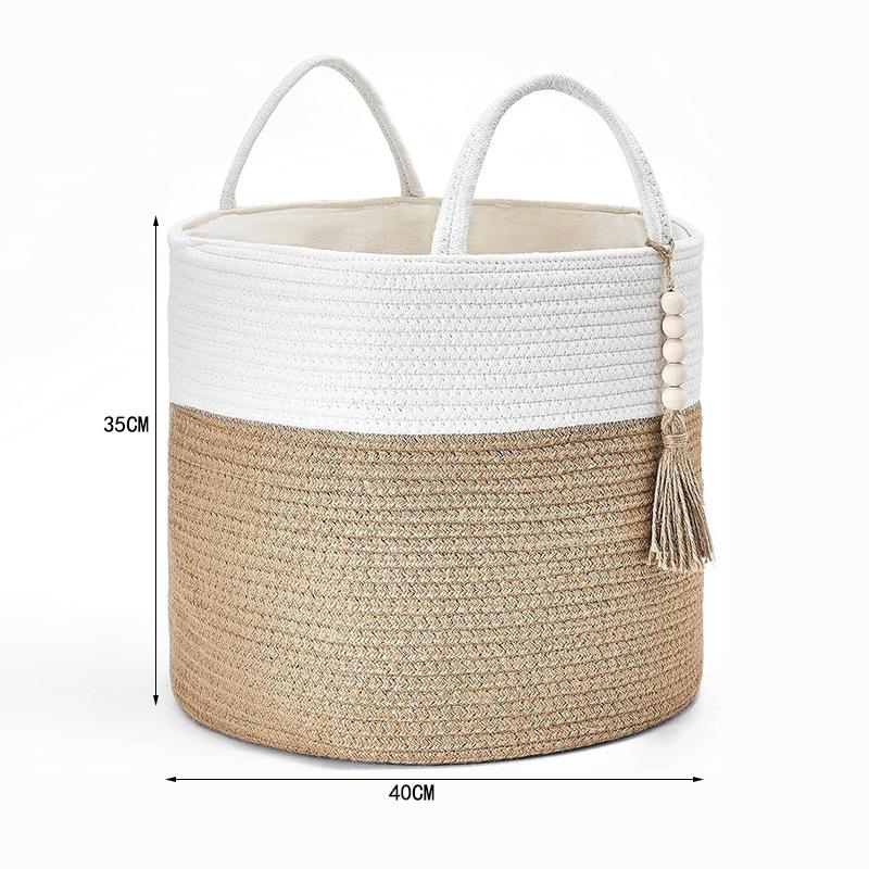 Home Cotton Rope Woven Storage Basket Dirty Clothes Basket Storage Basket Living Room Bedroom Large Capacity Sundries Basket 40x35cm белый