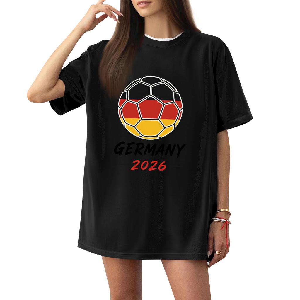 Women's Fashion Short Sleeve Soccer Print T-Shirt