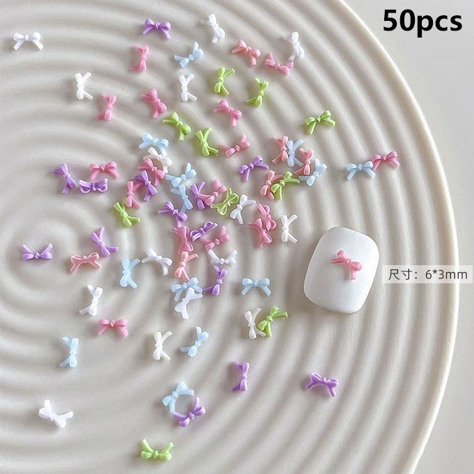 Mixed Cute Mini Colorful Resin Line Bowknot Bow Tie Ribbon Nail Art Decorations DIY Manicure Rhinestones Accessories
