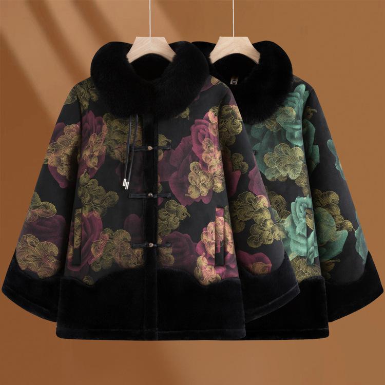 Senior Women's Mink Velvet Jacket Winter New Fashionable Mother Short Thickened Fur Integrated Top