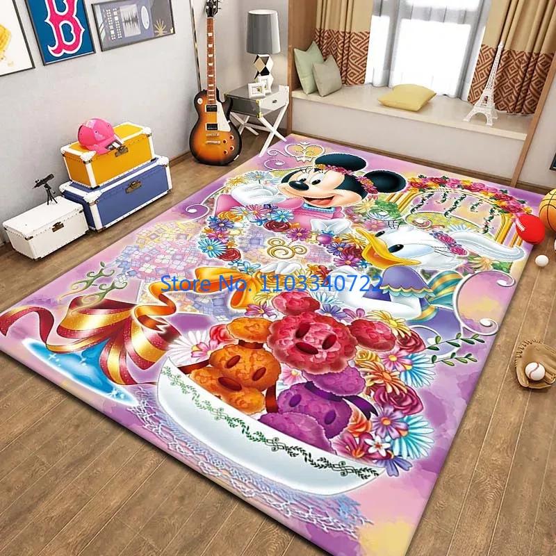 Mickey Minnie Area Mat, Cute Cartoon Rug Carpets 120x160cm Decor for Living Room Children's Bedroom Sofa Bathroom Kids Floor Mat