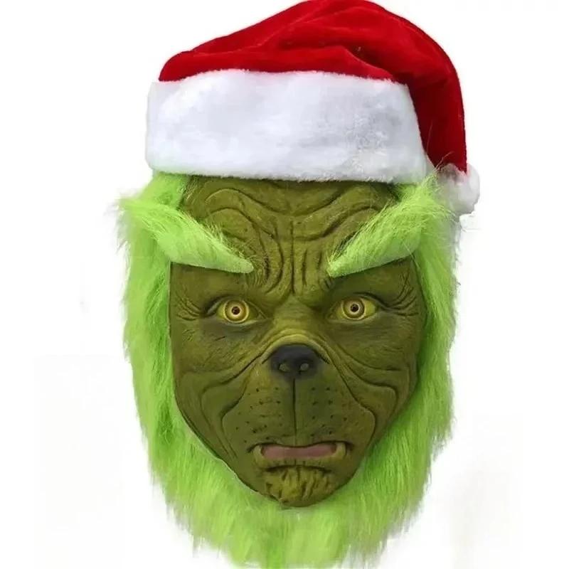 New Christmas Costume Cosplay Clothes Dress Up Santa Claus Weird Green Haired Monster Grinch Party Performance Costume