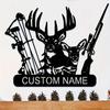 Customizable Hunting Metal Sign - Personalized Deer, Rifle & Bow Design - Heavy-Duty Outdoor/Indoor Decoration - Custom Name