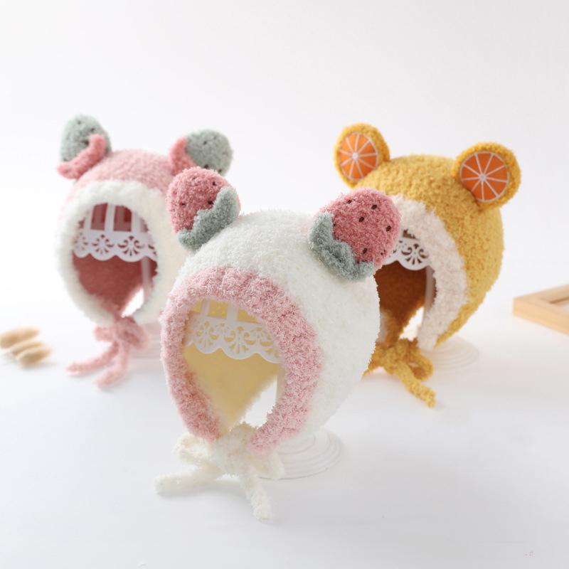 Winter Baby Plüsch Ohrenwärmer Mütze Niedliche Frucht Ohr Säugling Mädchen Warme Mütze Kleinkind Kinder Lammfleece Winddichte Ohrenschutz Mütze