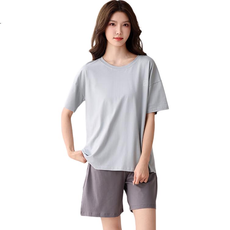 JOAE [Super Cool Series] High-End Women's Pajamas, Combed Pure Cotton Loungewear, Women's Short-Sleeve Pullover Sleepwear