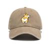 Versatile cute little corgi print washed old soft top sunshade baseball cap unisex baseball cap
