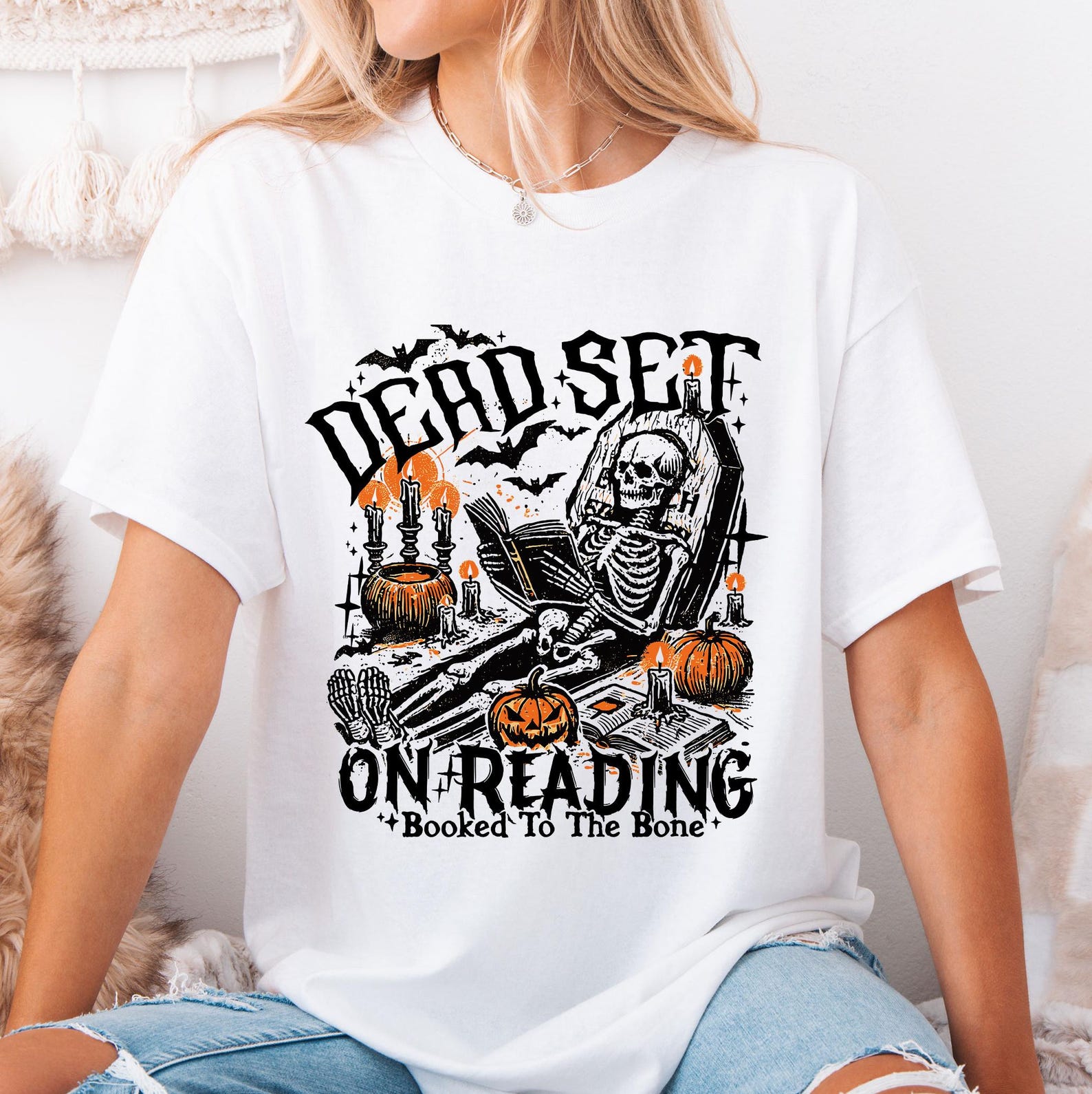 Halloween Bookworm Shirt, Booked To The Bone Tee, Spooky Skeleton Reading Gift, Fall October Literary Apparel, Funny Reader Fan S