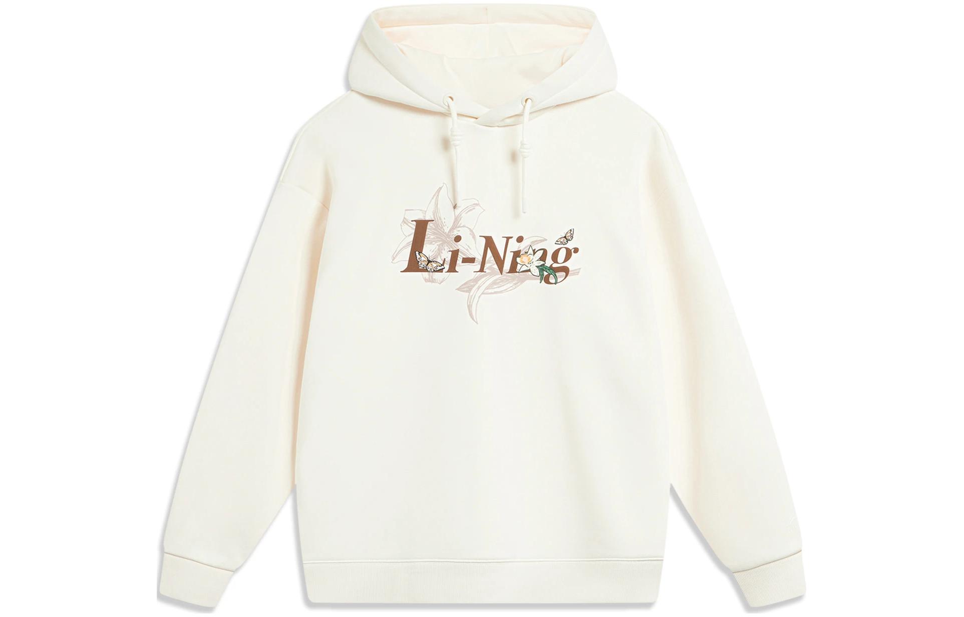 Li Ning Sports Life Collection Sweatshirts Women s Ecru Hooded Moderate Regular AWDTE40-1 M