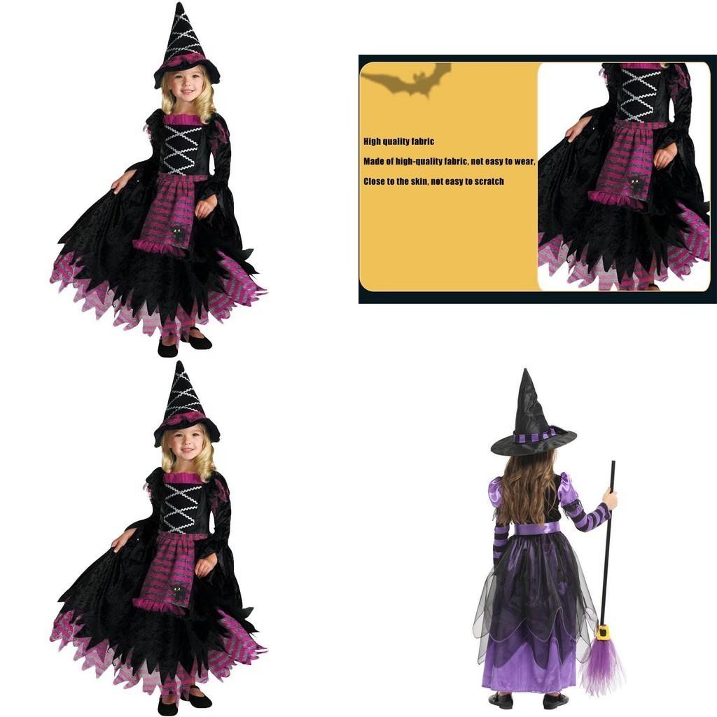 Exquisite Children's Halloween Witch Costume With Silky Fabric And Intricate Details
