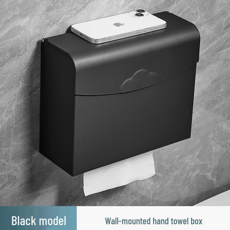 Punch-Free Space Aluminum Wall-Mounted Tissue Box Holder for Bathroom or Kitchen