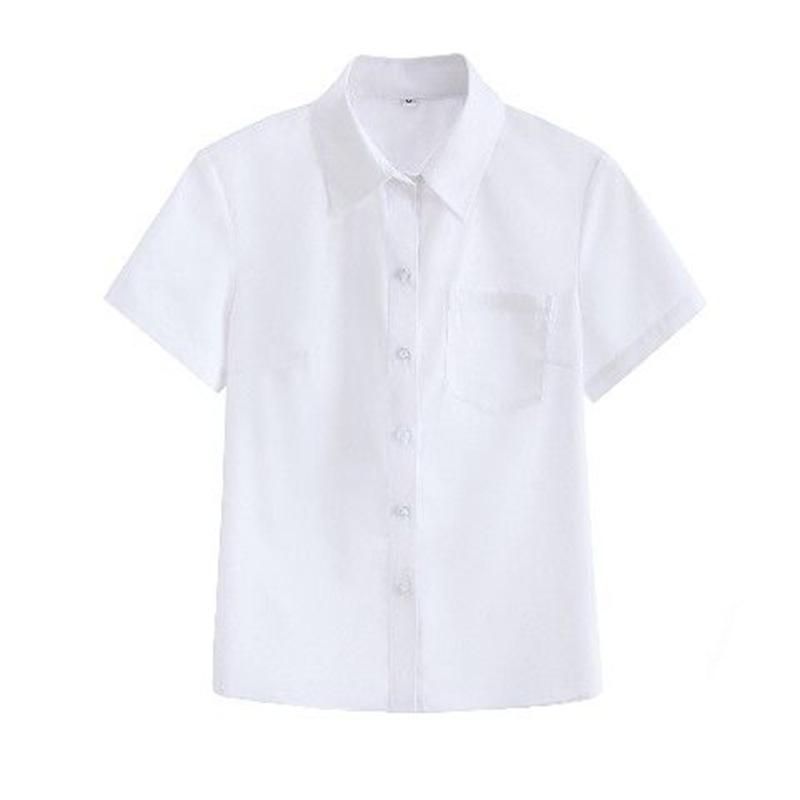 JK Women's White Shirt: Basic Pointed Collar, Versatile Academy Style, Japanese High School Student Commuter Uniform Top.