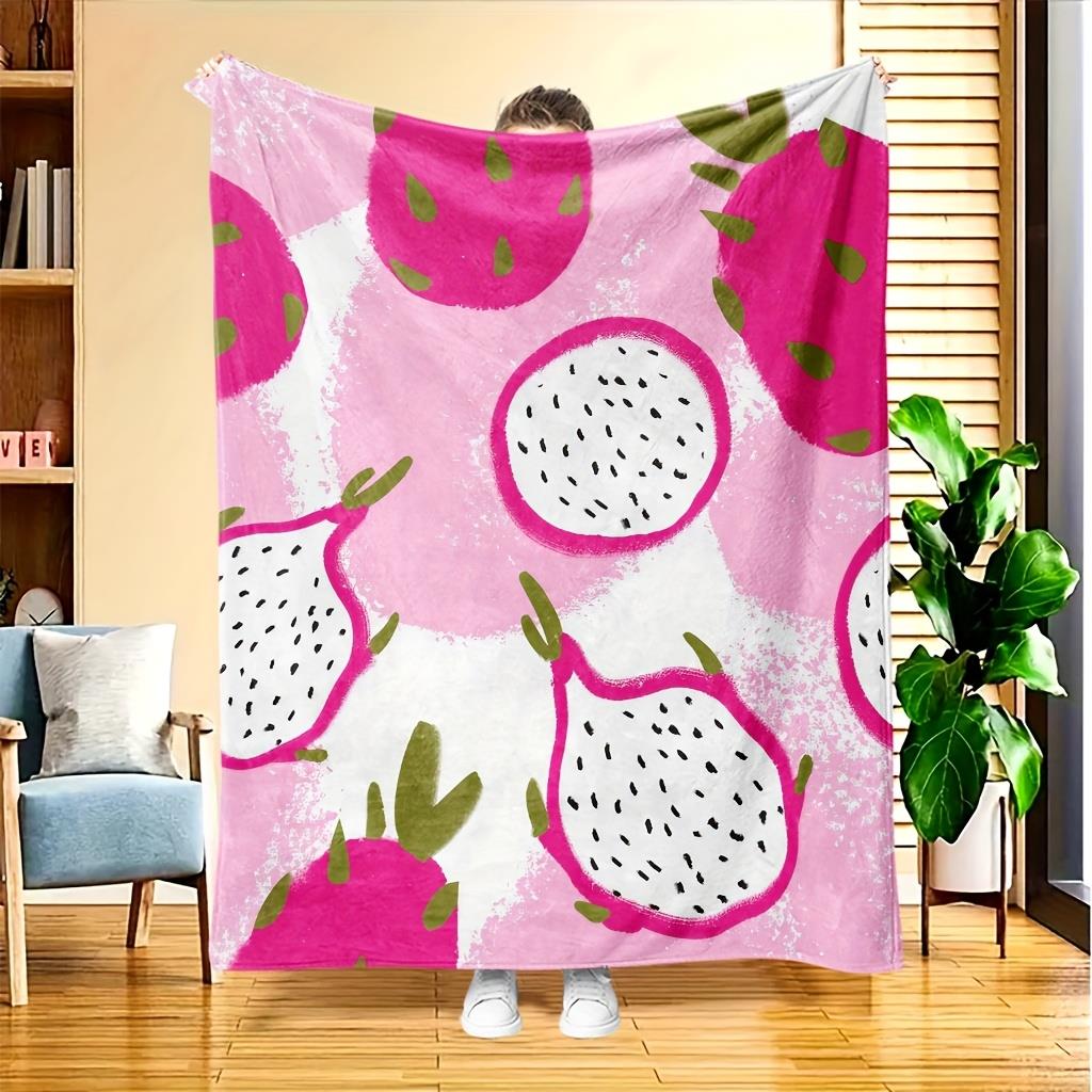 

Strawberrythemed pattern Flannel printed blanket suitable for all seasons suitable for living room office sofa and travel 75x100cm