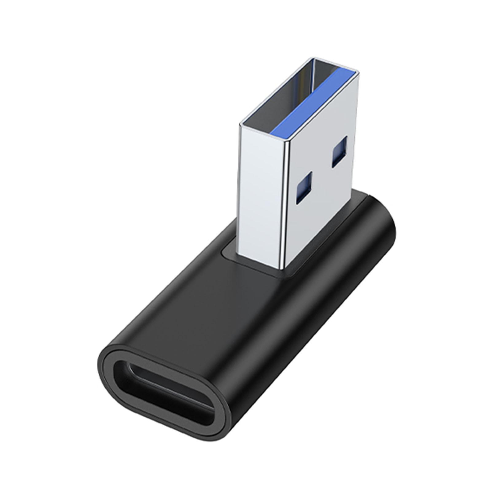 

Aluminum Alloy USB 3.0 to Type C Connector, Right Angle Male to Female Conversion Adapter for PC Tablet Phones USB Fan чорний