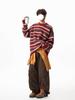 Unisex Retro Rot Gestreifter Mohair Pullover – Herbst/Winter Stil
