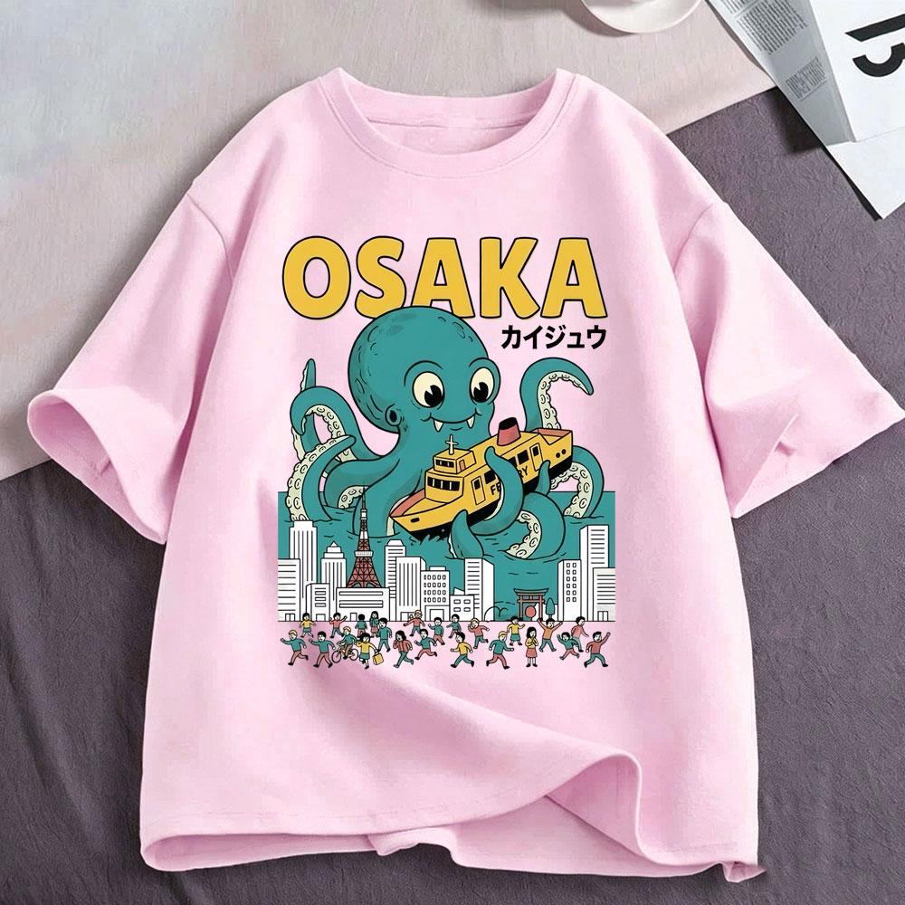 Osaka Dotonbori Drunken Octopus Funny Meme T Shirts Japanese Style Food Lover Tshirt Cotton Vintage Loose Short Sleeve Tshirts
