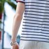 Antonio Men's Striped Silk Blend Round Neck T-Shirt