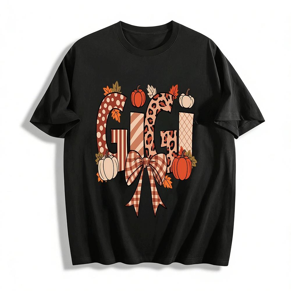 

Autumn Pumpkin Gigi Print Casual Top Pure cotton T-shirt XXS