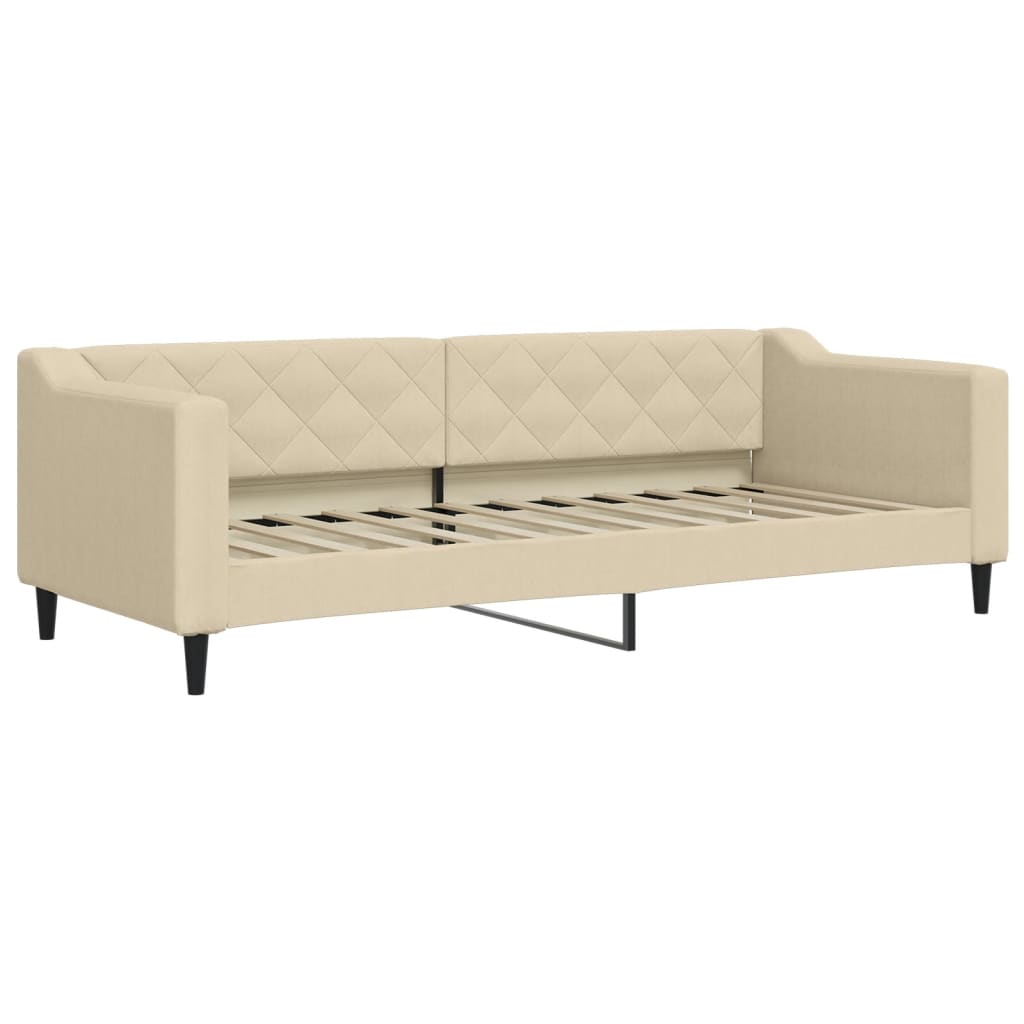 Vidaxl Sofa Rozsuwana Z Materacami, Kremowa, 80X200 Cm, Tkanina