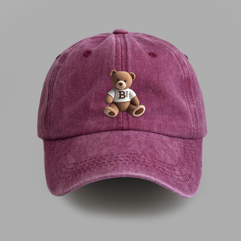 Roztomilá kšiltovka s horkou ražbou medvídka, pánská a dámská, vysokoškolský styl, sluneční klobouk, pár, univerzální kšiltovka, vlna