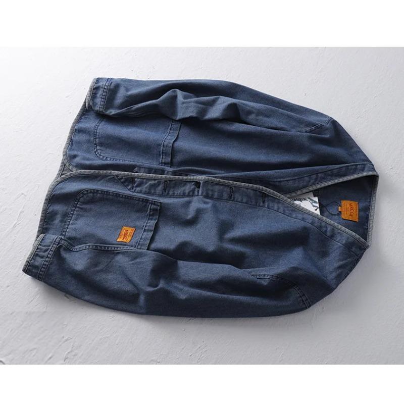 Japan Retro Heavy Washing Workwear Clothes Cotton Denim Jacket Men's Trendy Cardigan Top Taoist Robe Men's Jacket