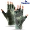 Mens Fishing Gloves Sun Protection Anti-Slip Durable Breathable Camouflage Half Finger Gloves for Outdoor Fishing