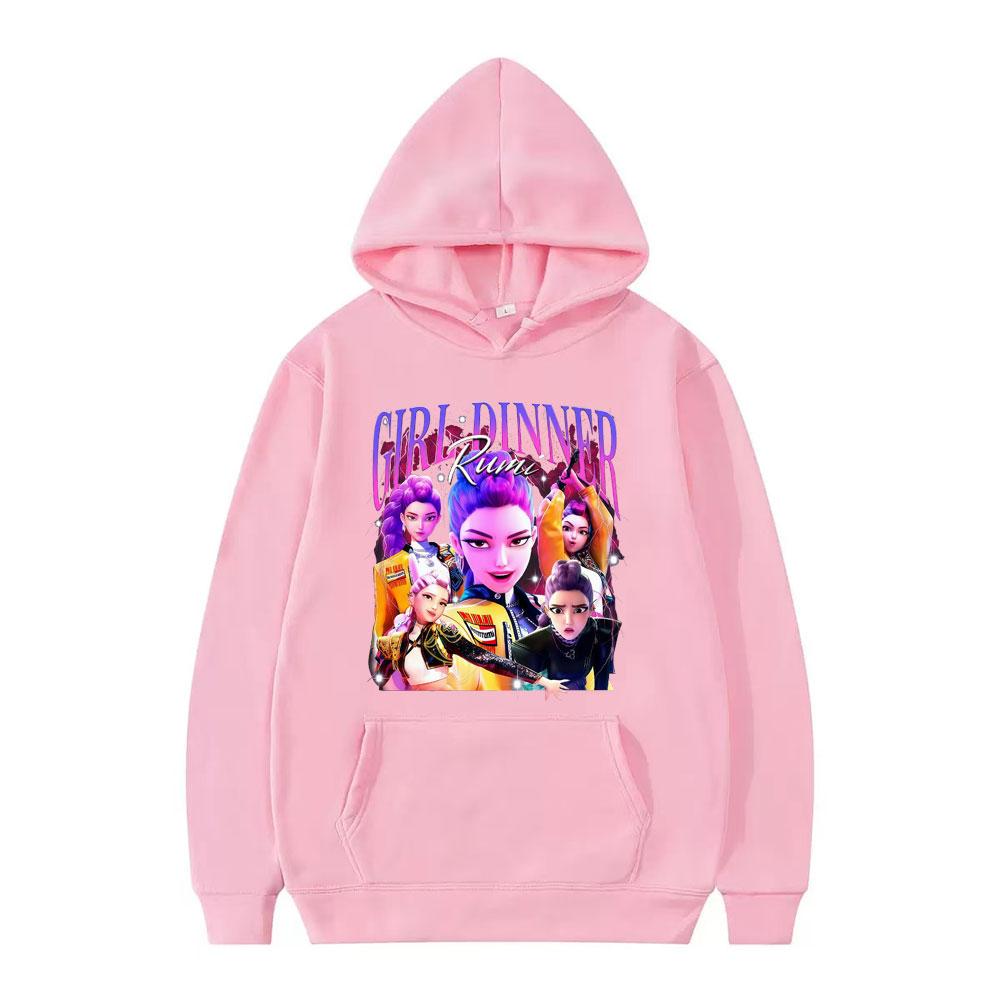 Girl Dinner Rumi Kpop Demon Hunters Hoodie Fashion Hip Hop Harajuku Sweatshirt Men Women Long-sleeved Casual Aesthetic Pullover