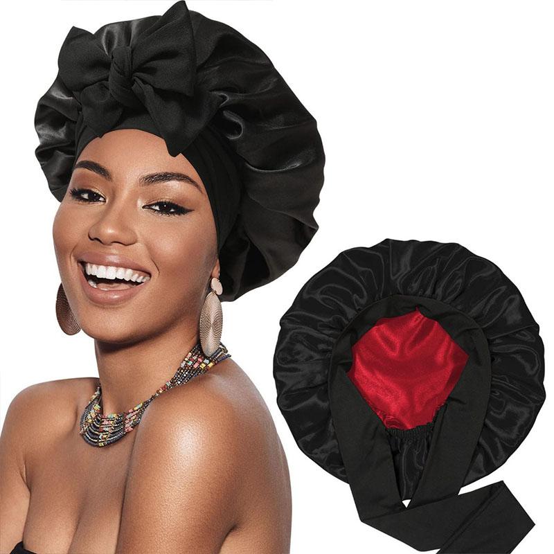 Double Layer Hair Cap For Sleeping Bonnets For Women Round Haircare Women Headwear Night Hat Reversible Head Cover