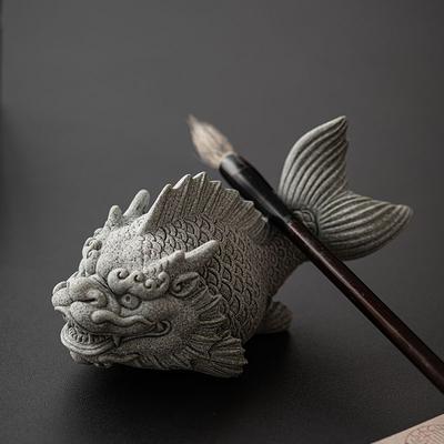 Blauer Sandstein Fisch Drache Dekoration Geschenk Einfaches Wohnzimmer Haushalt Kreative Landschaft Tischdekoration Drachenfisch Tee-Haustier